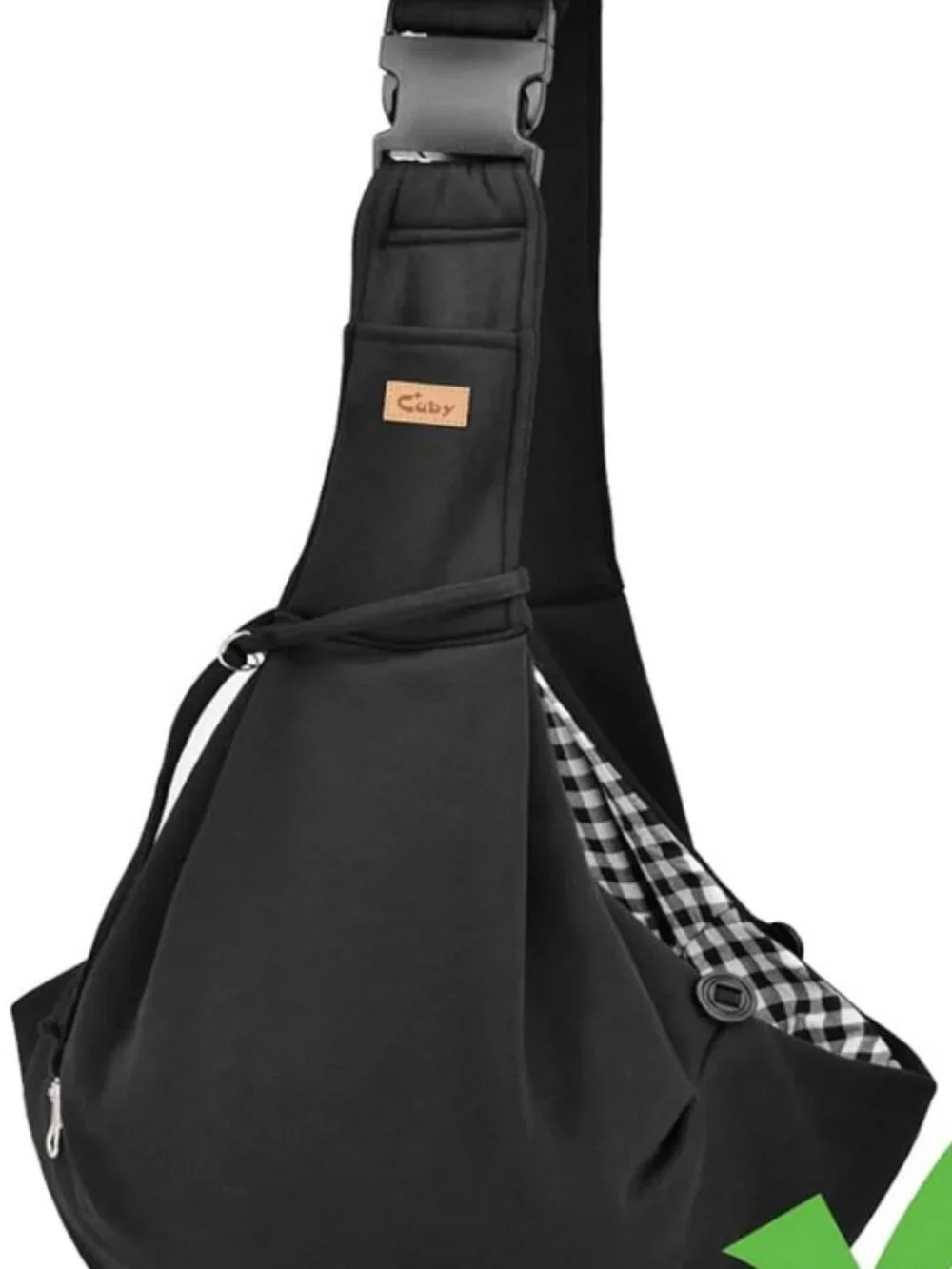 NWT CUBY BLACK GINGHAM DOG CAT PET TRAVEL SLING CARRY SMALL/MED PETS